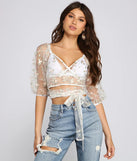 Effortlessly Embroidered Floral Crop Top