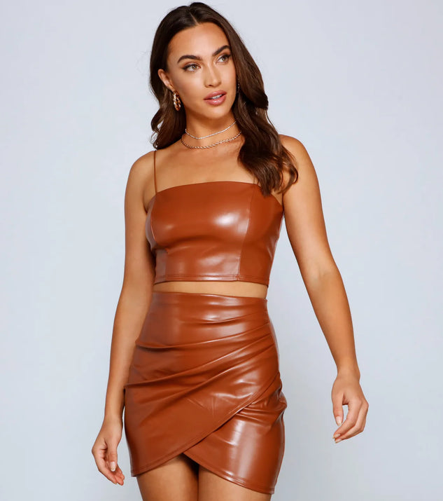 So Chic Faux Leather Crop Top