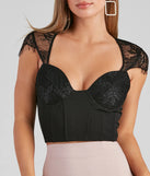 Sultry In Lace Cap Sleeve Bustier