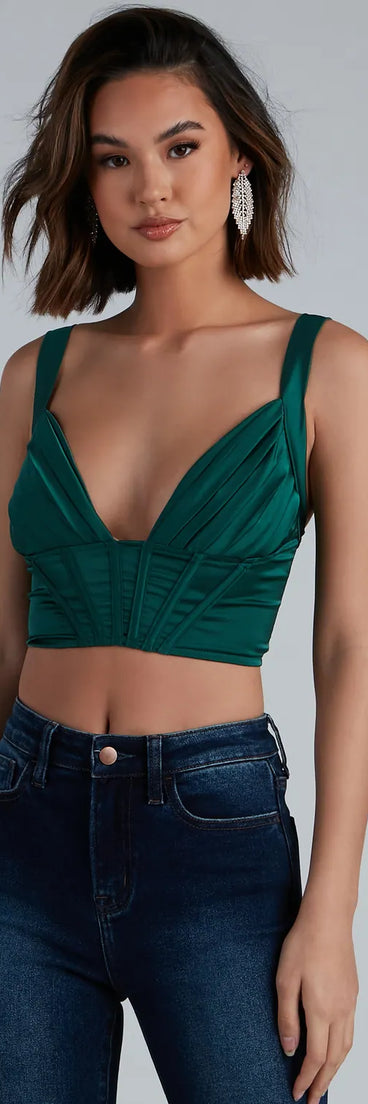 Pretty In Pleats Satin Cropped Corset