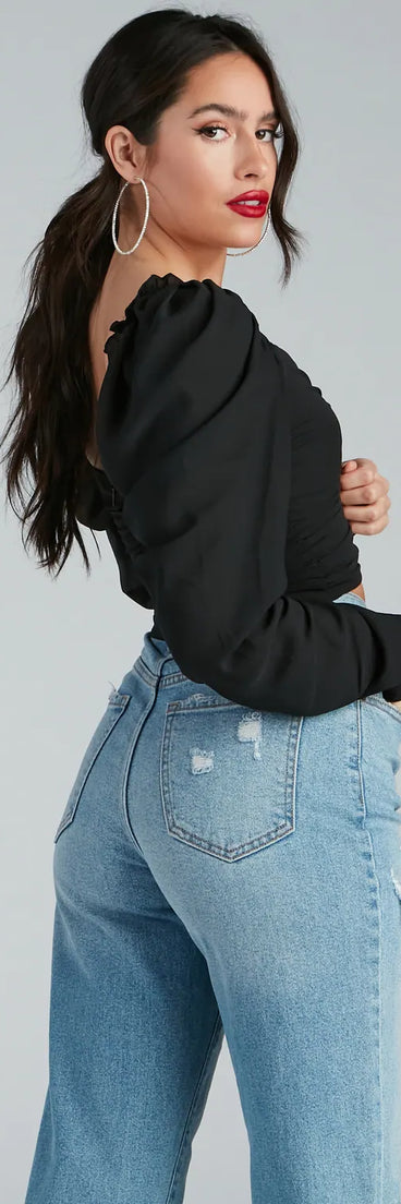 Chance For Romance Chiffon Puff Sleeve Top