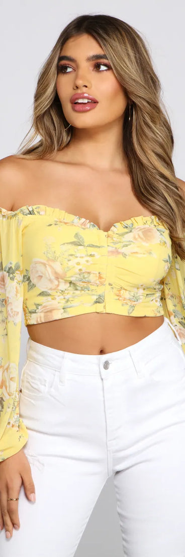 Off The Shoulder Floral Sensation Crop Top