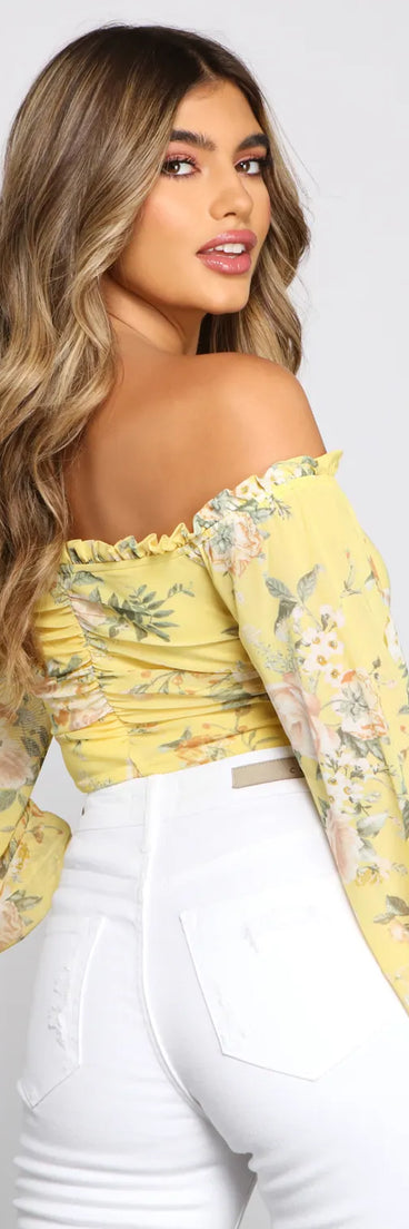 Off The Shoulder Floral Sensation Crop Top