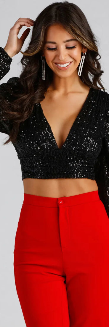 Step Up The Glam Sequin Crop Top