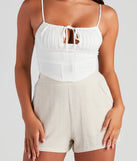 Set The Mood Poplin Tie Front Top