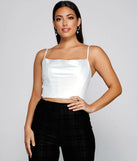 Love Note Satin Cowl Crop Top