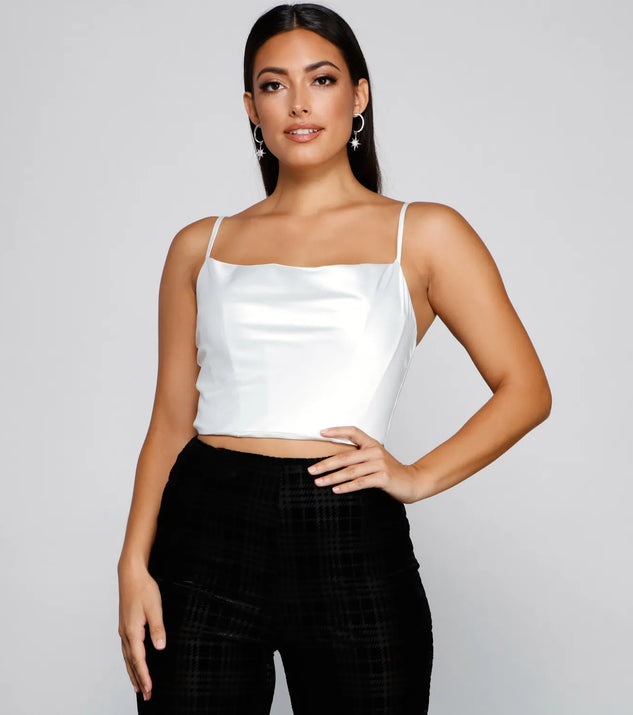 Love Note Satin Cowl Crop Top