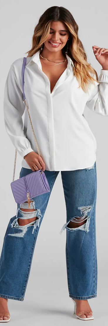 Office Chic Collared Button Up Blouse