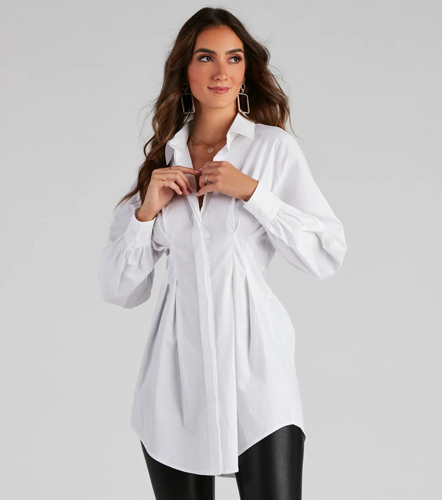 Step into winter chic with the Effortlessly Chic Button Front Tunic, a white mini dress featuring an above-the-knee cut ideal for cocktail parties, festive gatherings, or clubwear.