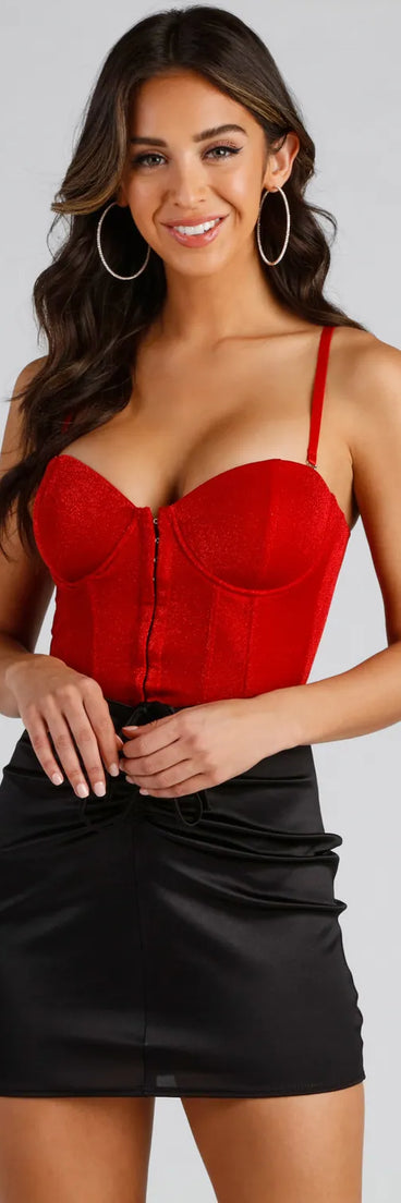 Sweet Romance Glitter Knit Bustier Top