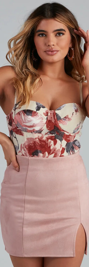 All For Florals Velvet Burnout Bustier