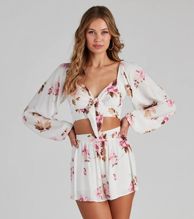 Too Sweet Tie-Front Floral Top