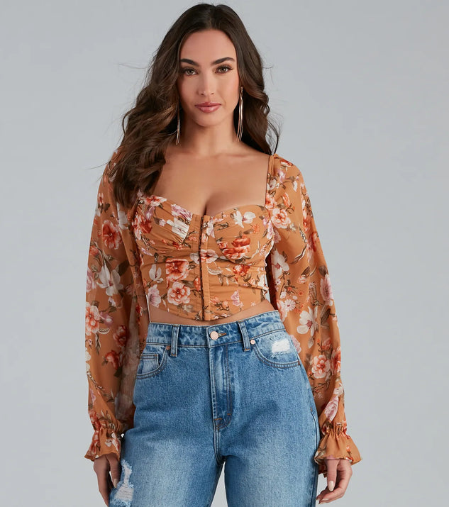Floral Play Crepe Corset Top