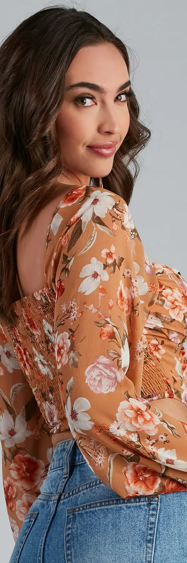 Floral Play Crepe Corset Top