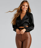 Satin Dreams Tie-Waist Chain Necklace Top