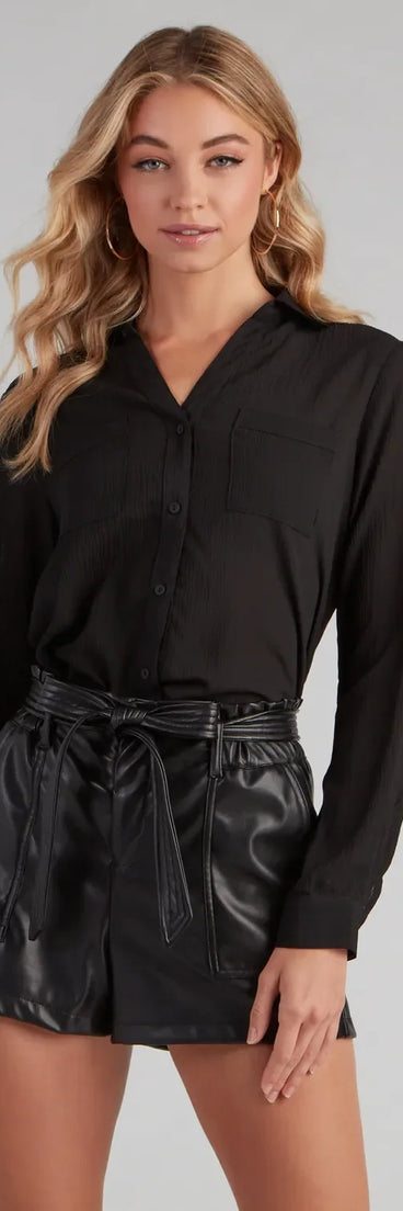 Chic Button-Down Chiffon Top