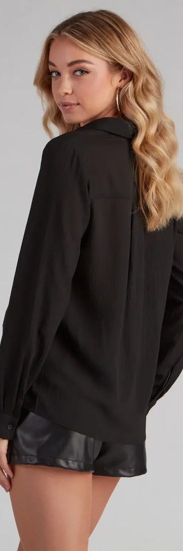 Chic Button-Down Chiffon Top