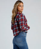 Taking Knit Easy Plaid Flannel Top