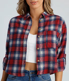 Taking Knit Easy Plaid Flannel Top