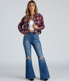 Taking Knit Easy Plaid Flannel Top