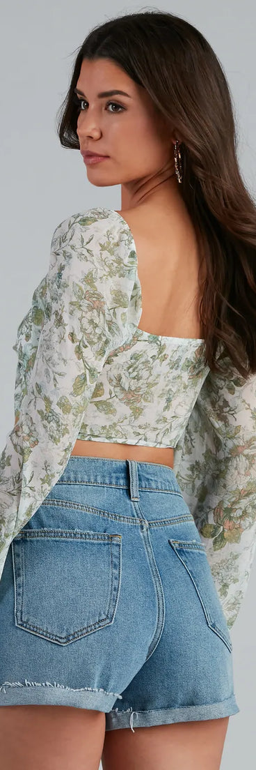 Chic Dainty Floral Tie-Front Top