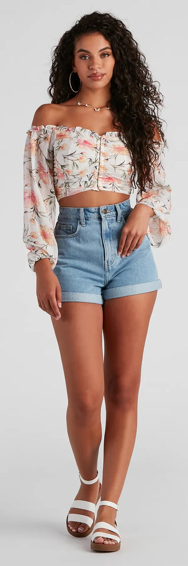 Floral Story Chiffon Corset Top