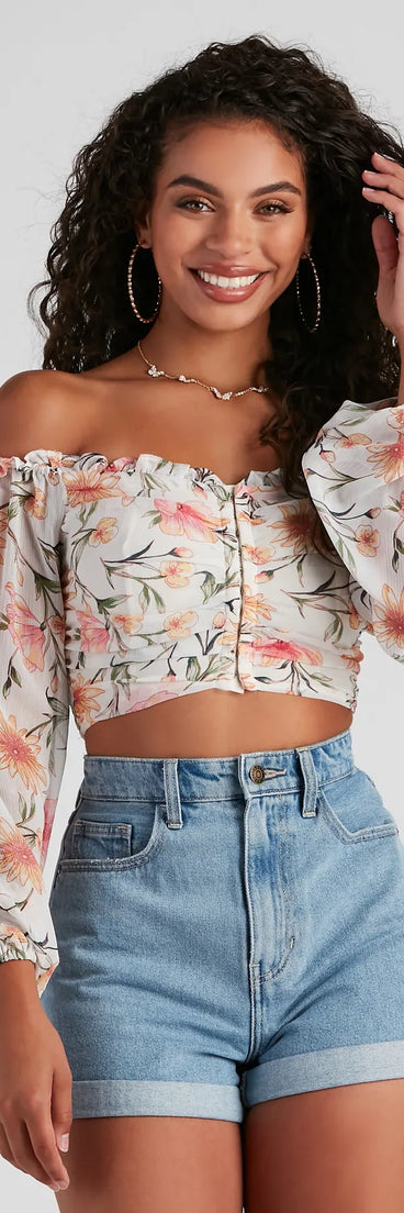 Floral Story Chiffon Corset Top