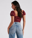 Cute Peek Satin Tie-Front Crop Top