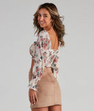 When In Floral Chiffon Smocked Crop Top