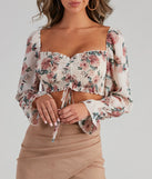 When In Floral Chiffon Smocked Crop Top