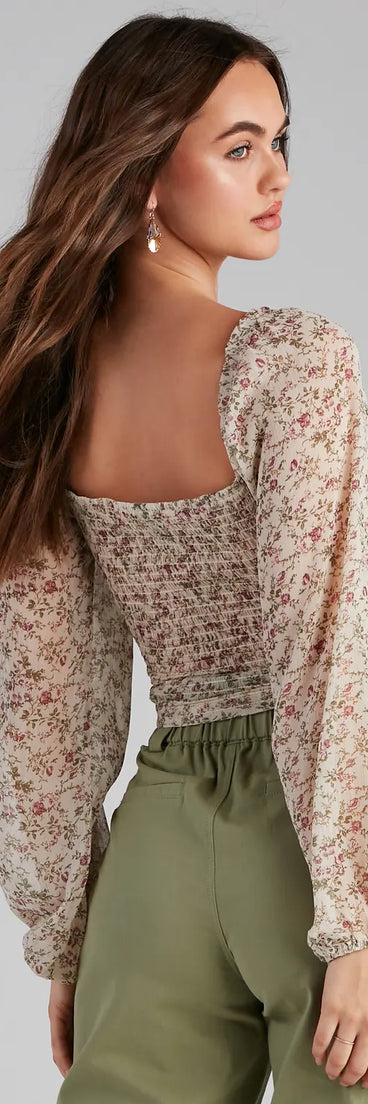 Femme Floral Chiffon Sweetheart Top