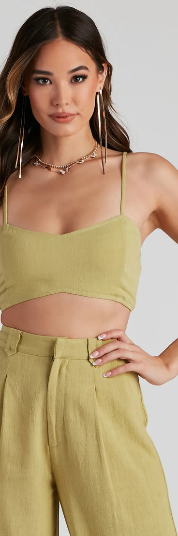 On The Move Linen Crop Top