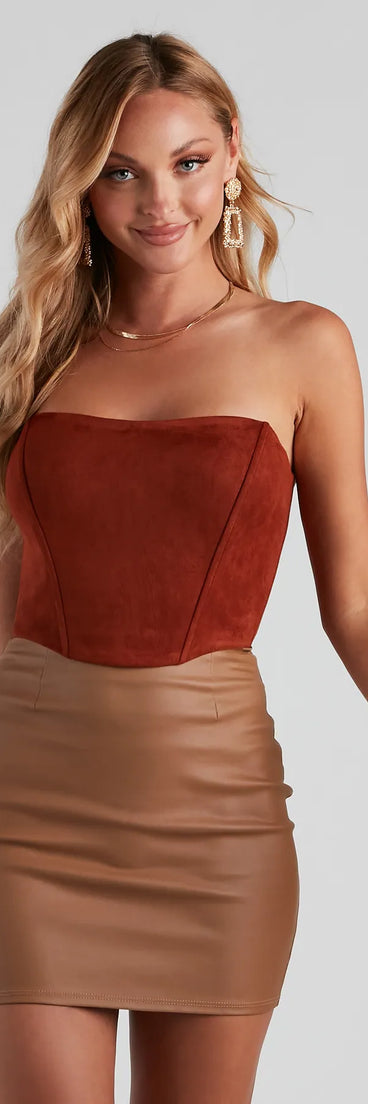 Honey, I'm Home Faux Suede Bustier