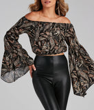 Boho Bell Paisley Off-The-Shoulder Top