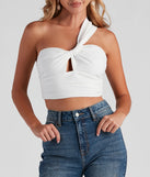 One Sided Linen Ruched Crop Top