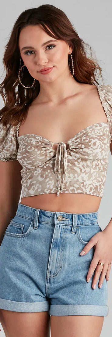 Spotted You Tie-Front Crop Top