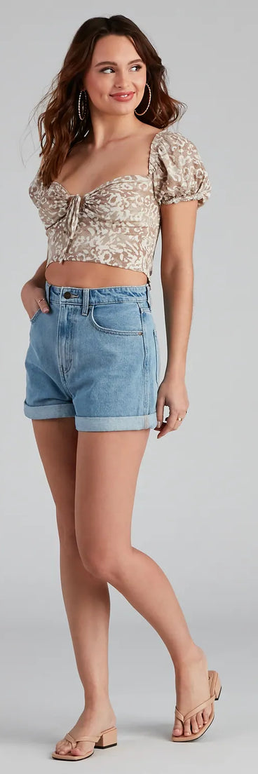 Spotted You Tie-Front Crop Top