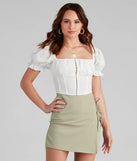Cutie Puff Linen Corset Top