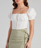 Cutie Puff Linen Corset Top
