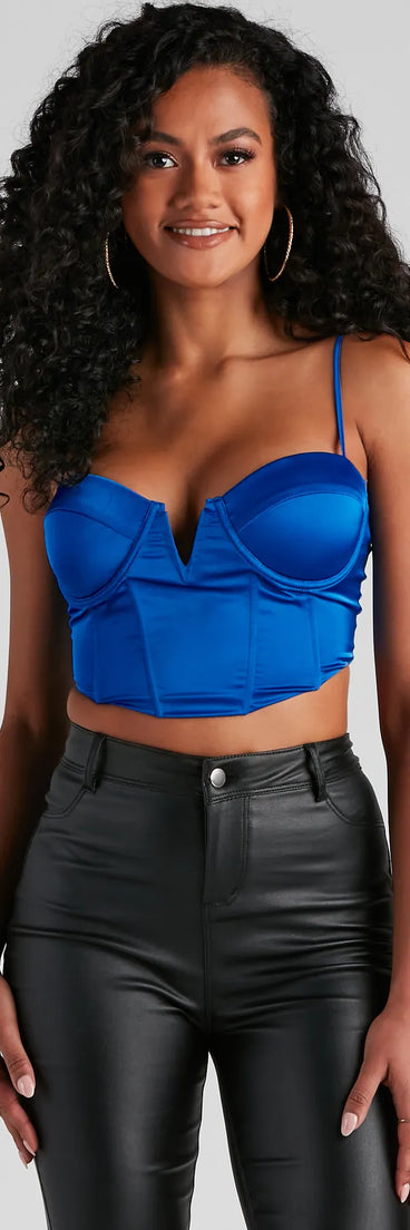 Vegas Bound Satin V-Notch Bustier