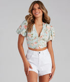 Love Swept Floral Puff Sleeve Corset