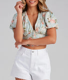 Love Swept Floral Puff Sleeve Corset