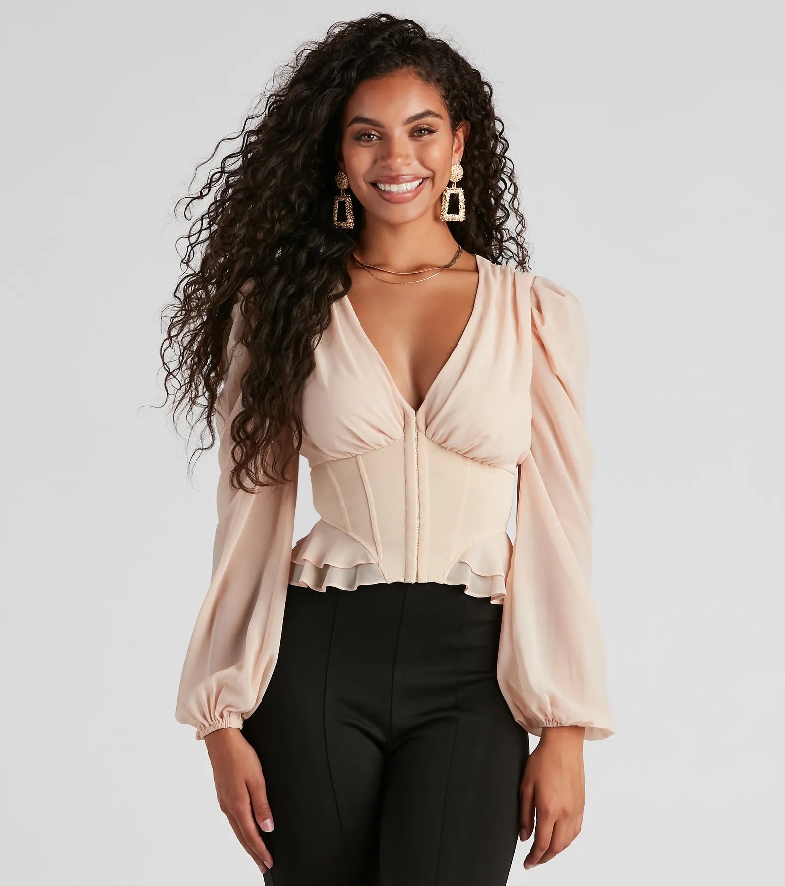 ÉPINE PARIS corset blouse Chic Charm Chiffon Peplum Corset ÉPINE PARIS corset blouse Chic Charm Chiffon Peplum Corset