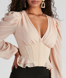 Chic Charm Chiffon Peplum Corset Top