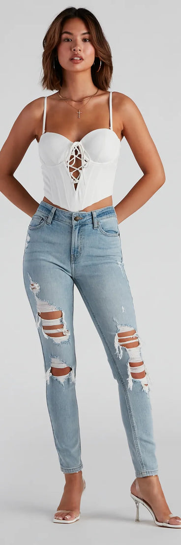 Sultry Deets Lace-Up Corset Top