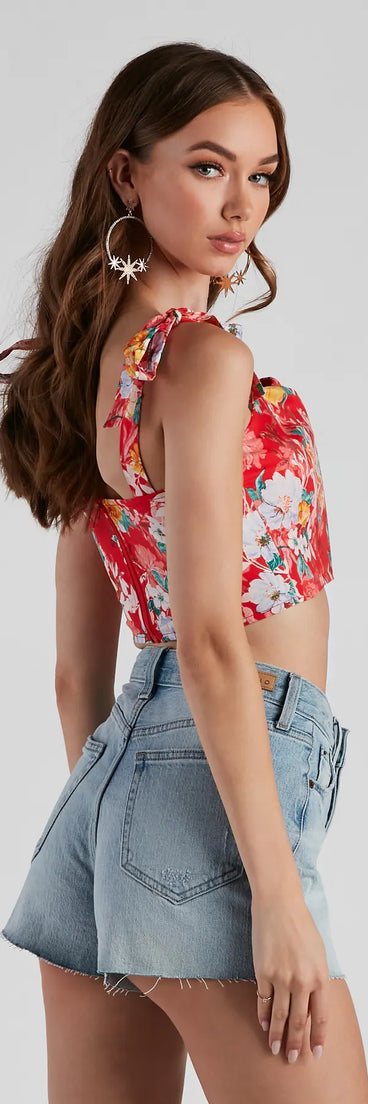 Flower Garden Tie Strap Bustier
