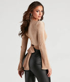 First Position Rib Satin Wrap Top