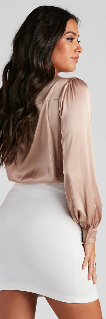 Sleek Satin Collared Bodysuit