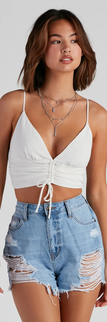Vacay Cotton V-Neck Crop Top