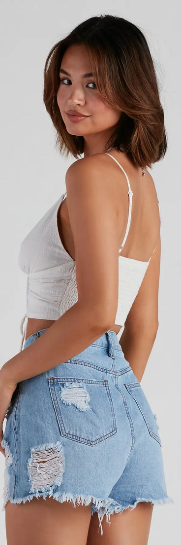 Vacay Cotton V-Neck Crop Top